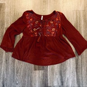 Xhilaration velvet embroidered top